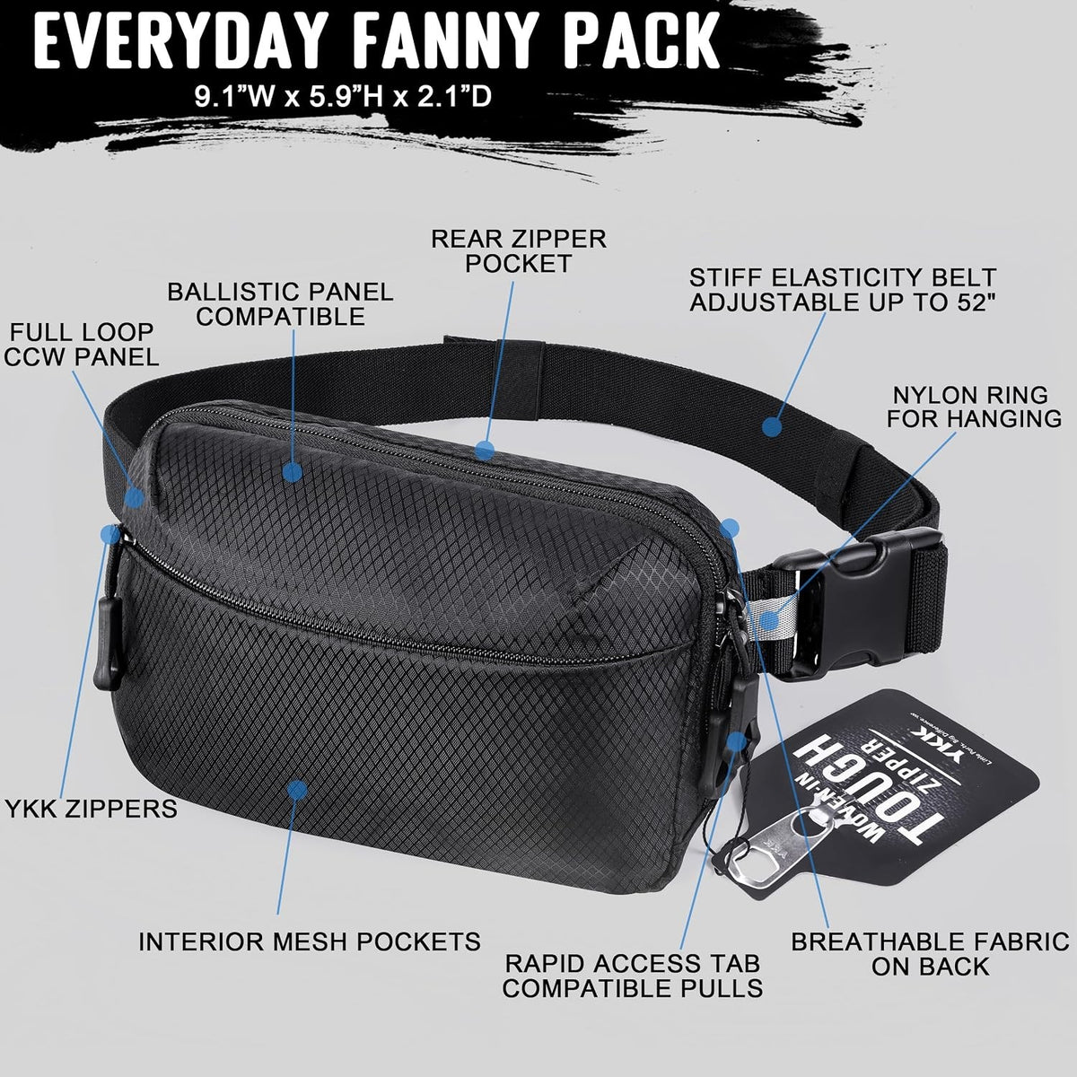 Concealed Carry Fanny Pack with Holster - Tactical Waist Bag for Gun
