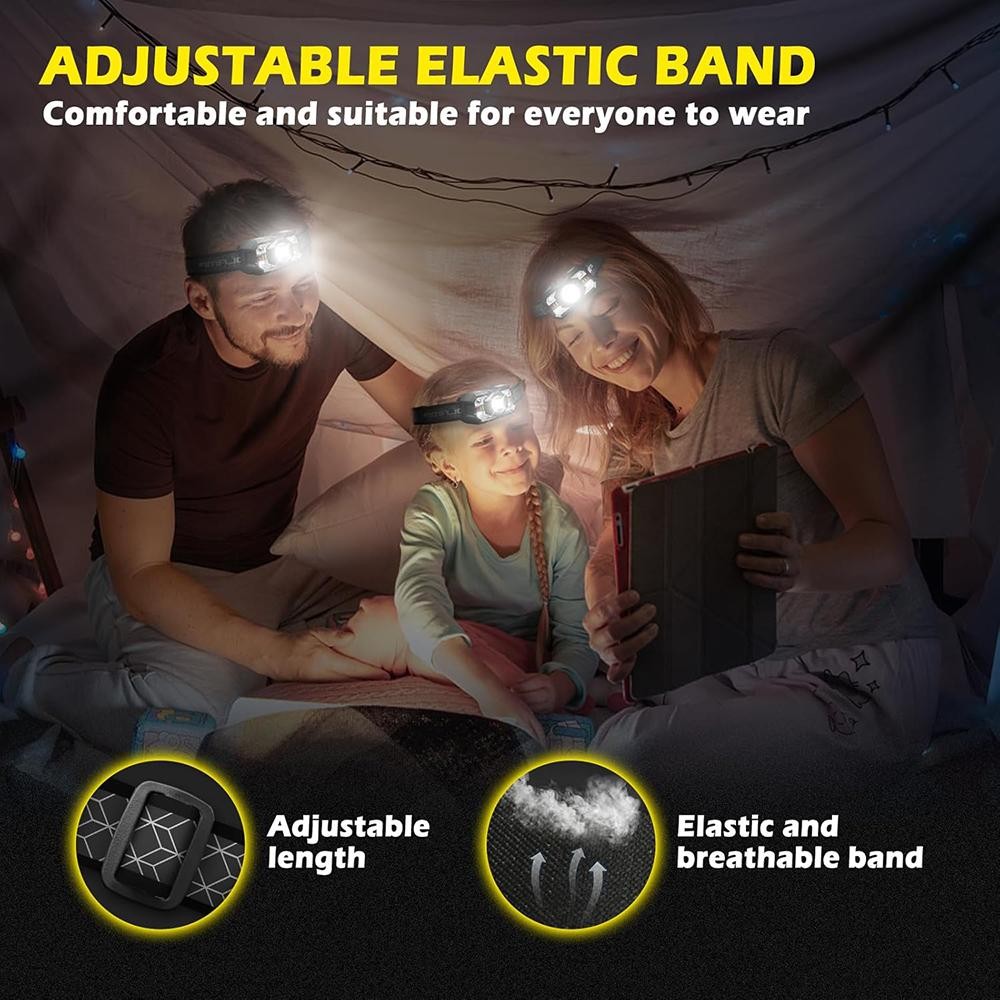 Rechargeable LED Headlamp with Motion Sensor Waterproof Headlight Outdoor