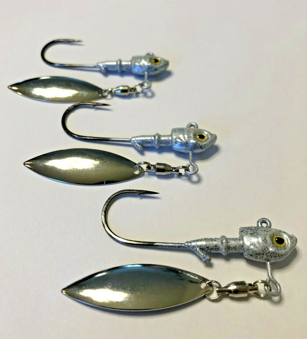 Herring Head Underspin Jig Heads for Bass, Walleye, Striper with 3D Eyes & Gamakatsu Hooks
