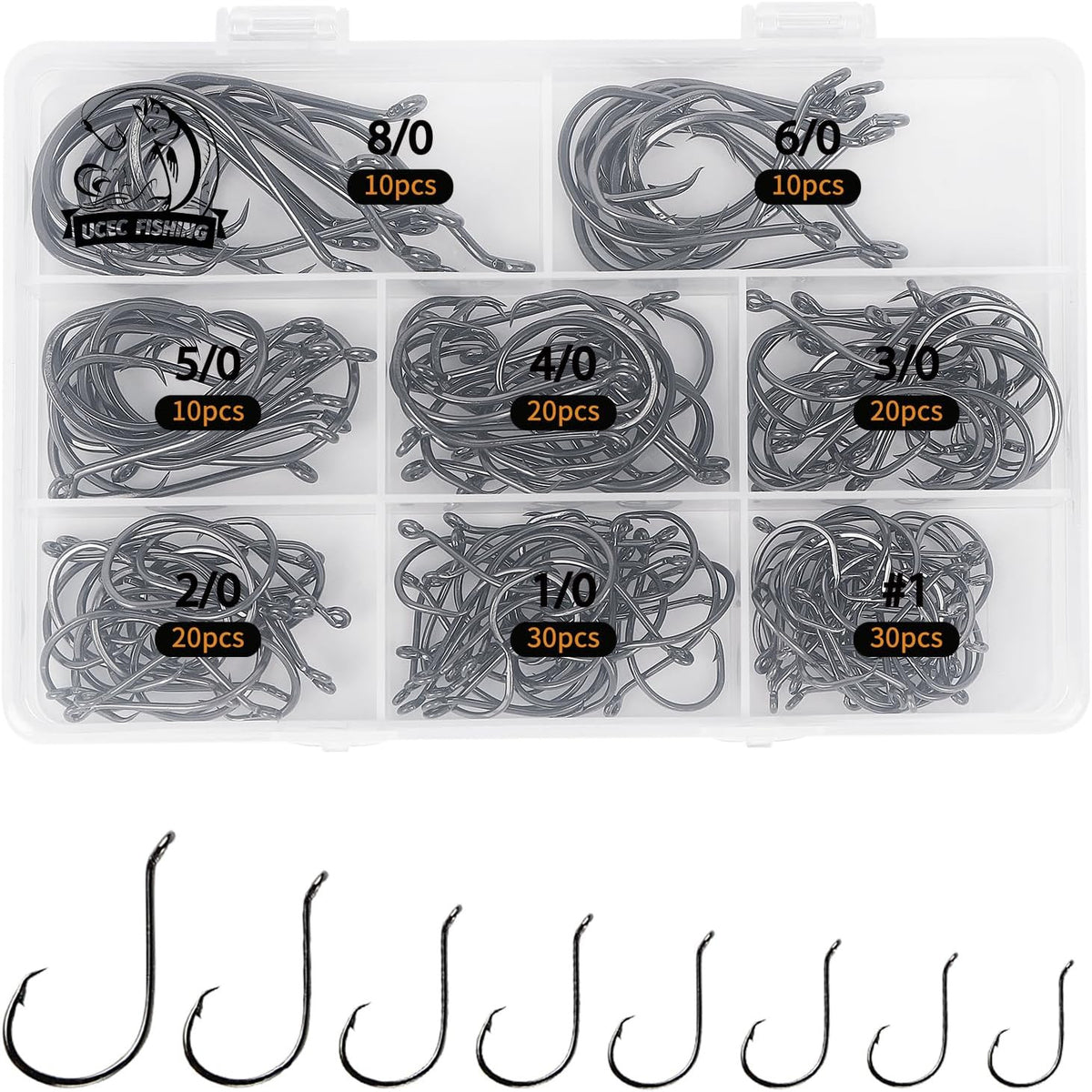 Saltwater Circle Hooks Fishing Hooks 2X Strong Offset Sharp Point - Black