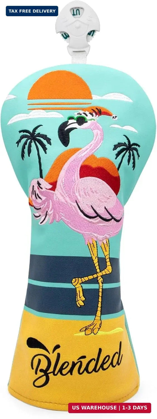 Golf Club Head Covers Flamingo Design Leather Hybrid & Fairway