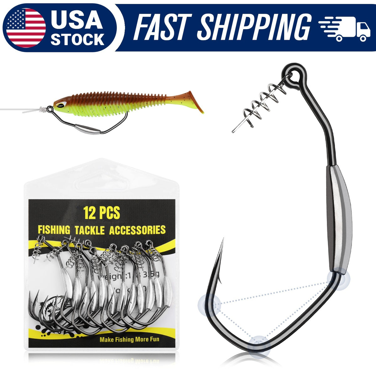 Weighted Swimbait Hooks Set - Heavy Duty Weedless Fishing Hooks for Bass