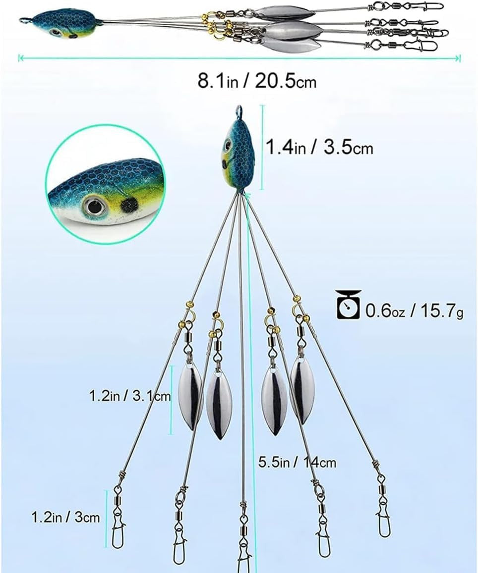 2-Piece Umbrella Rig for Bass and Striper Fishing, Swimbait Tackle Kit