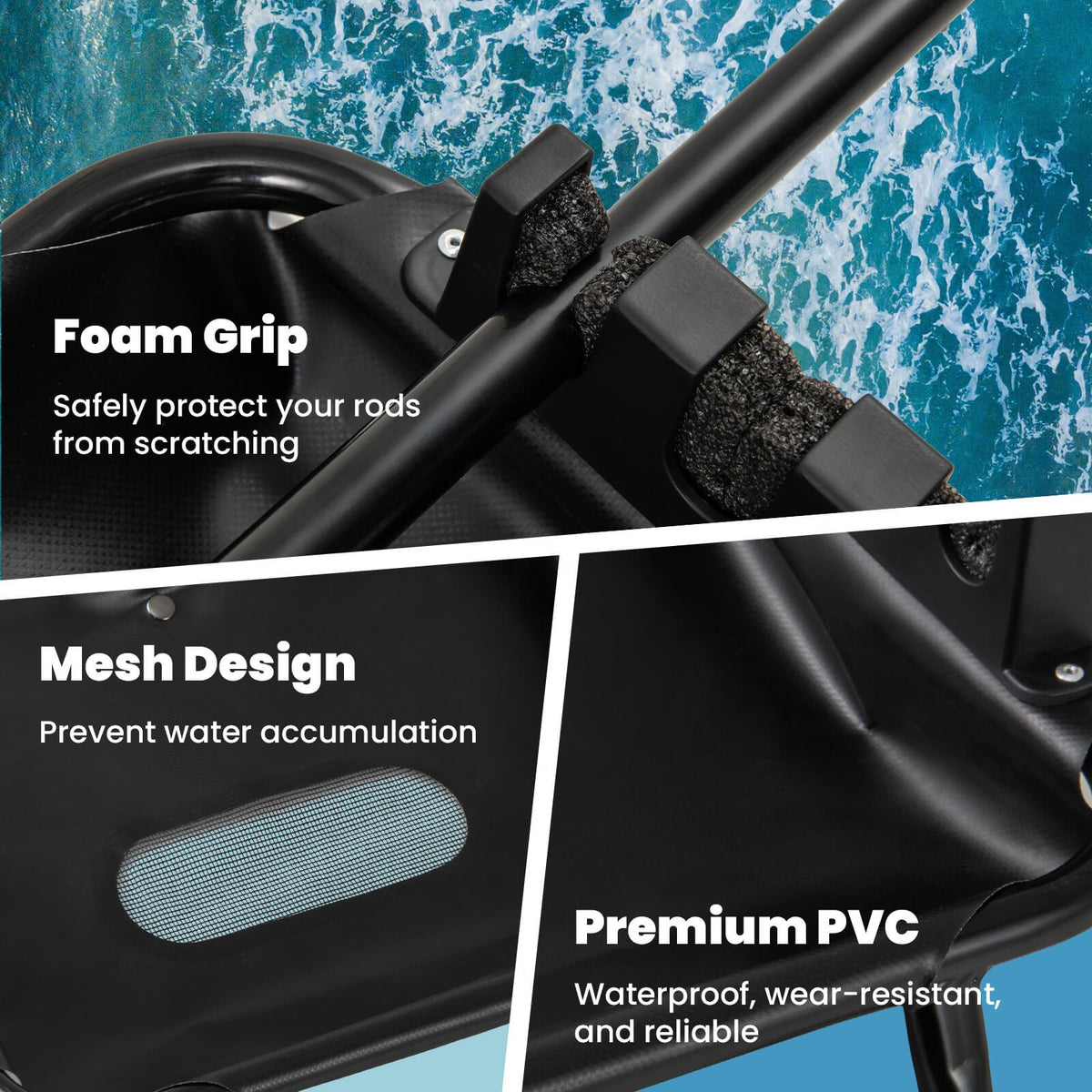 Fishing Boat Accessory Set with 360° Rotatable Fish Finder Mount & Rod Storage