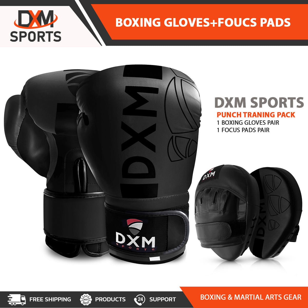 Boxing Training Pack with Gloves and Focus Mitts for Martial Arts & Sparring