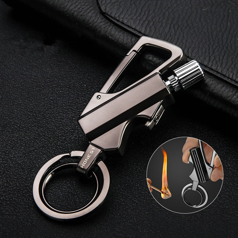 Portable Windproof Match Lighter with Keychain Bottle Opener - Outdoor Survival Tool