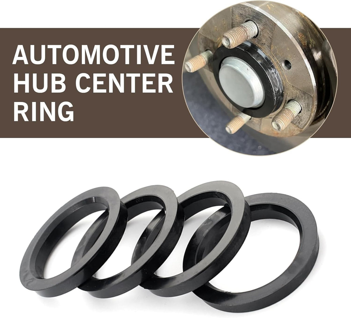 4 Pack Hub Centric Rings for Vehicle Wheel Alignment - 73.1mm to 60.1mm Black