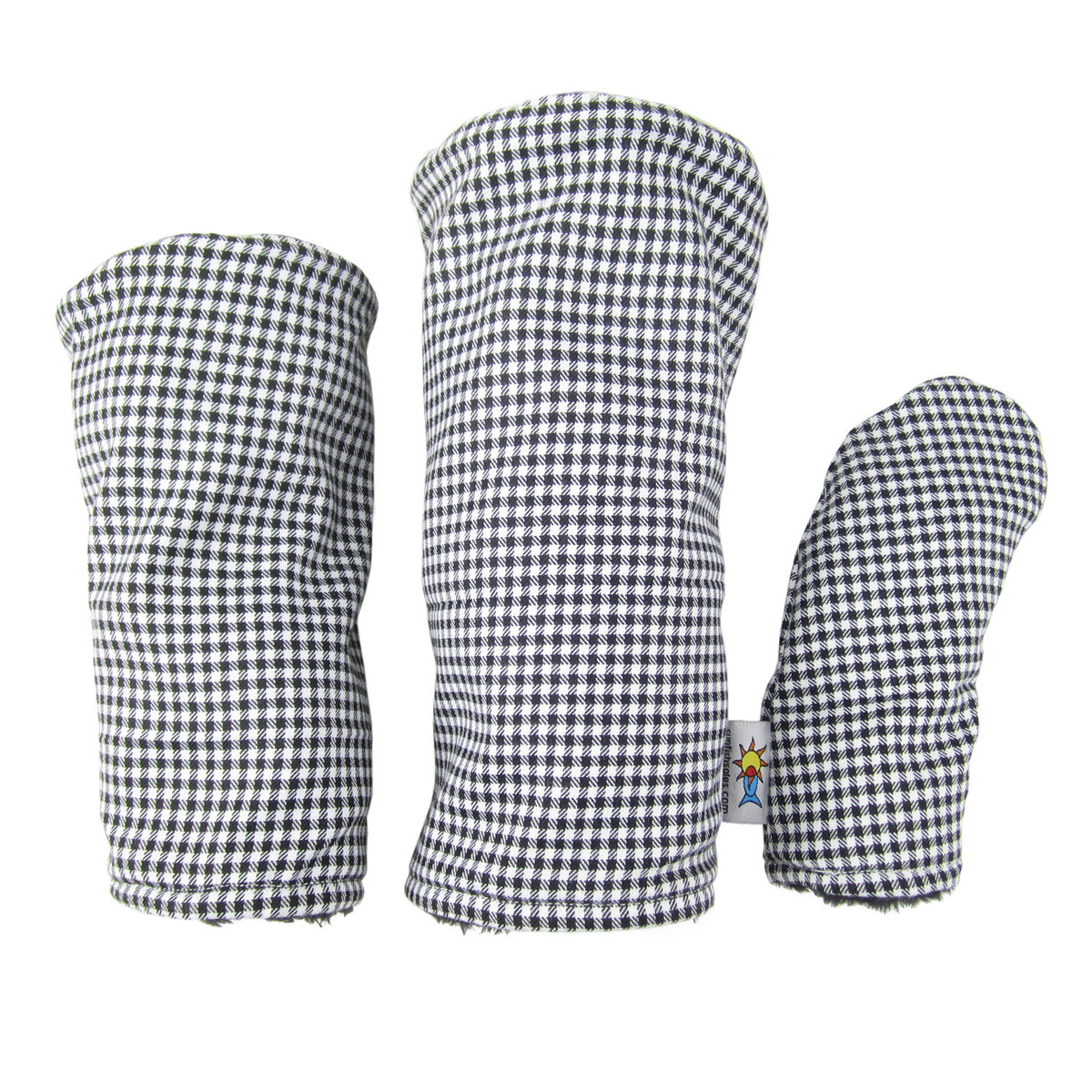 Sunfish Golf Headcover Set - Black White Tartan Plaid Houndstooth Premium Club Protectors