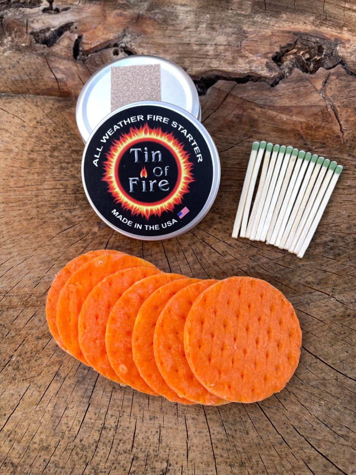 All Weather Fire Starter Wafers with Matches for Camping Survival