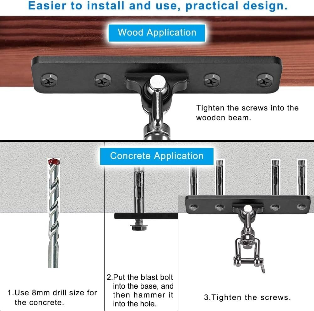 Heavy-Duty Boxing Bag Hanger with 360° Rotation Support for Wooden Beams