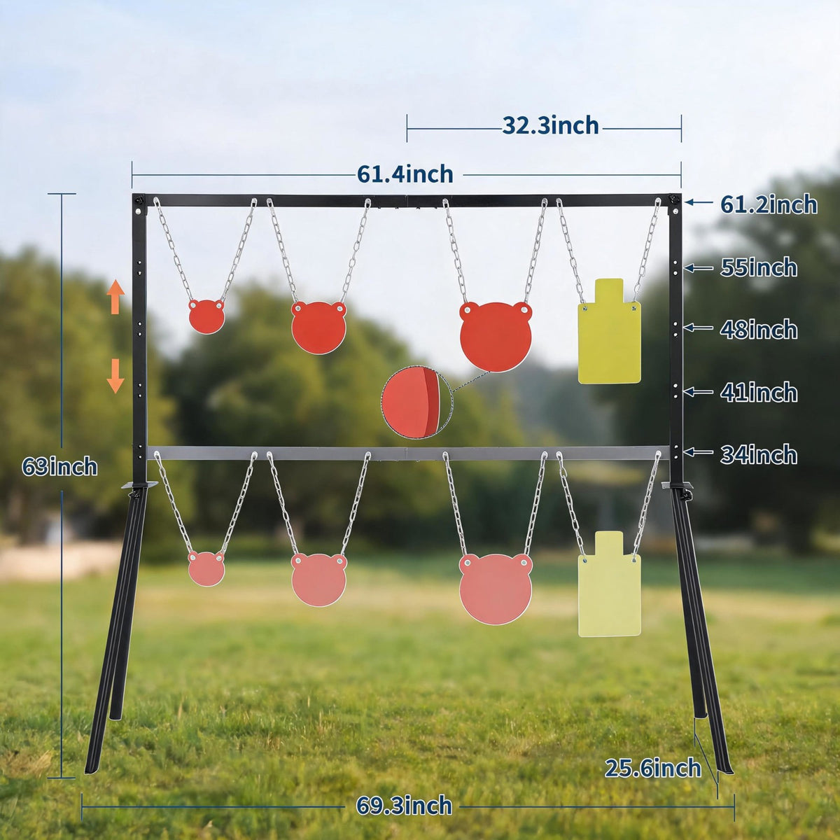 Heavy Duty AR500 Steel Target System with Adjustable Stand for Outdoor Shooting