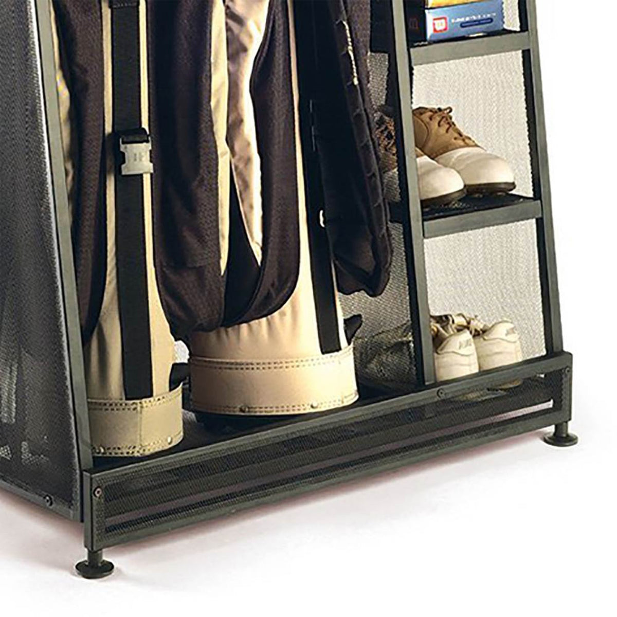 Golf Equipment Organizer Storage Rack with 3 Shelves - Heavy Duty Metal, Black