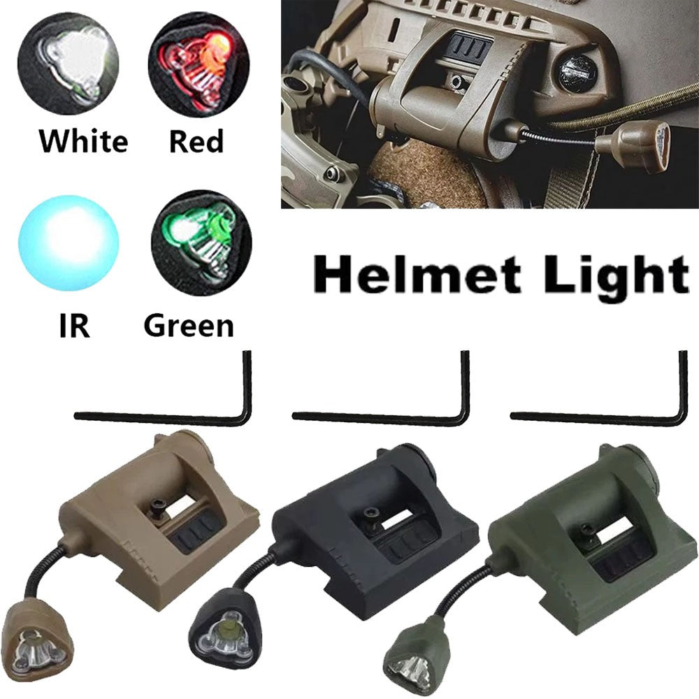 Tactical Helmet Flashlight with IR Signal Light & Rail Mount - Multi-Color