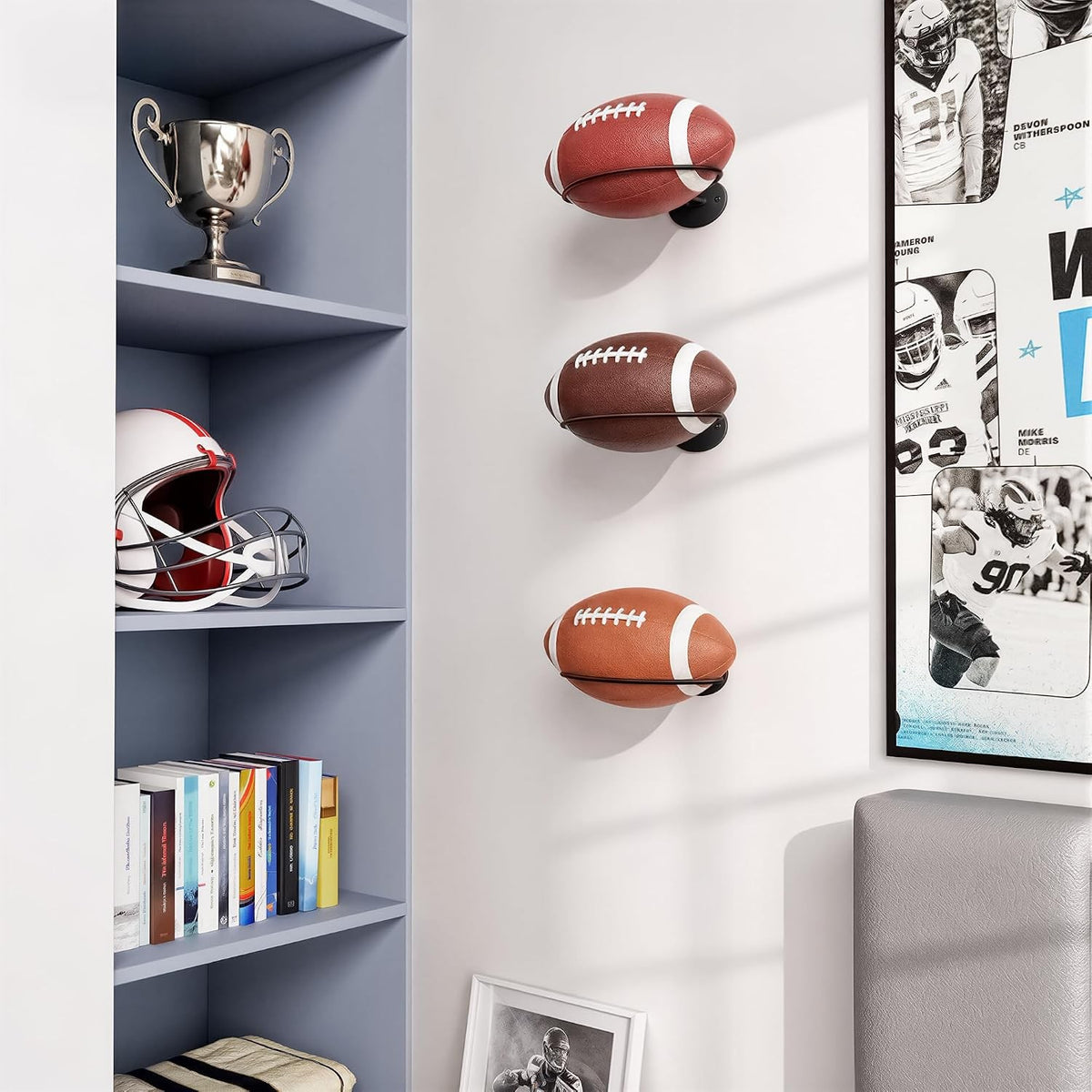 Football Wall Mount Display Case - Fits Official & Youth Balls