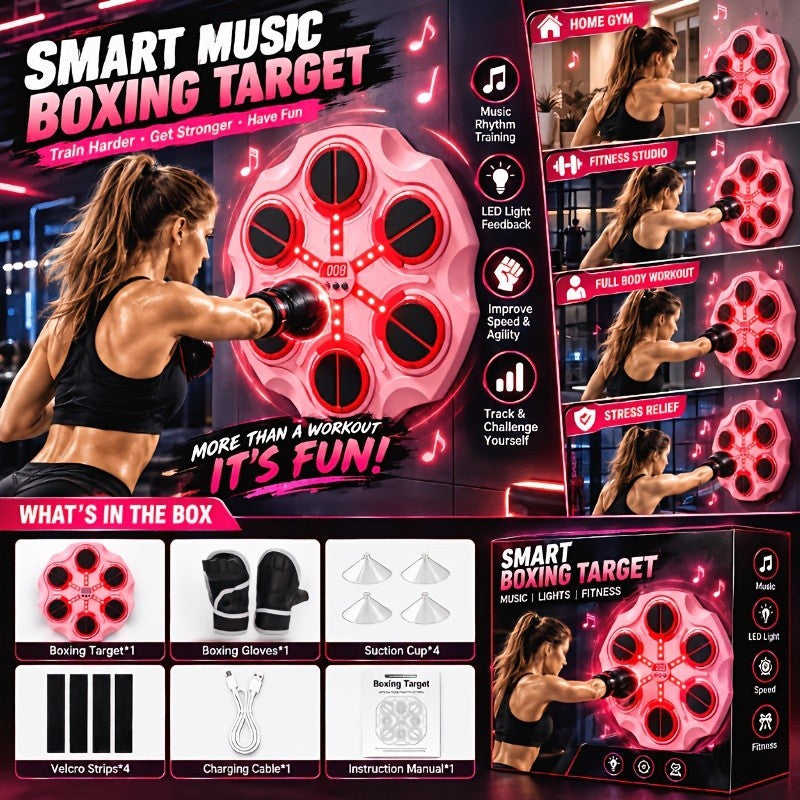 Pink Music Punching Bag Wall Mount for Boxing & MMA Training