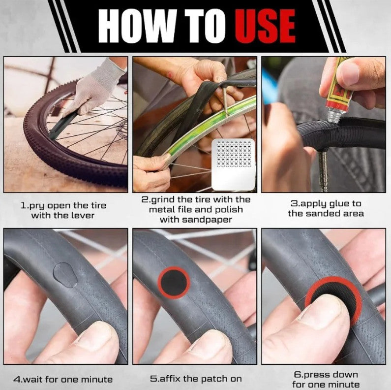 72pcs Bike Tire Repair Kit with Patches & Metal Rasp for Bicycle Motorcycle