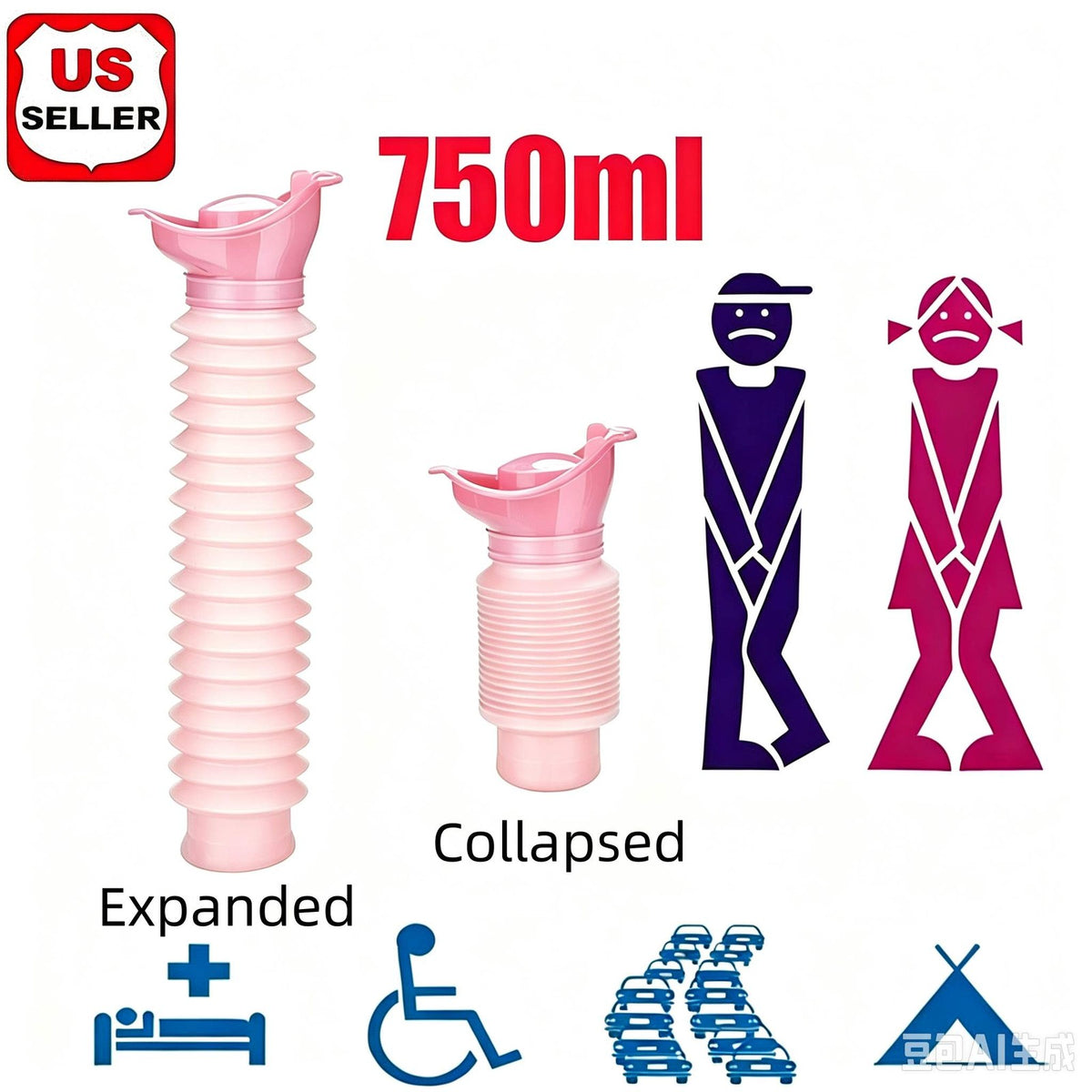 Portable Male Female Travel Urinal Bottle Emergency Kit