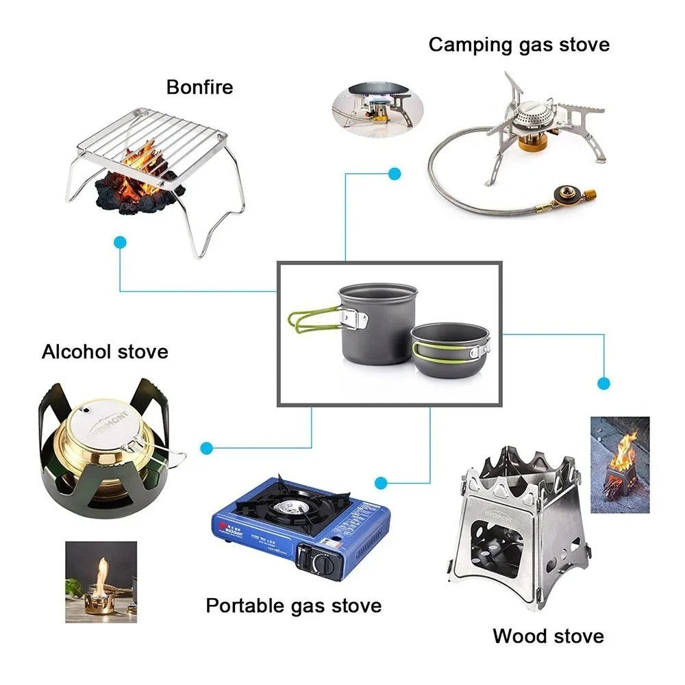 Portable Camping Cookware Set for Hiking and Outdoor Cooking