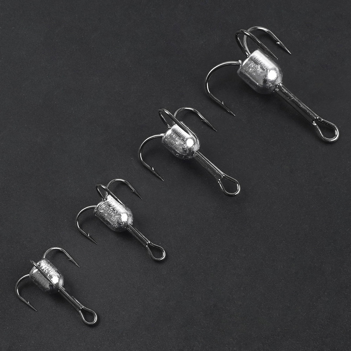 Weighted Treble Fishing Hooks Set - 4 Sizes, Saltwater & Freshwater Use