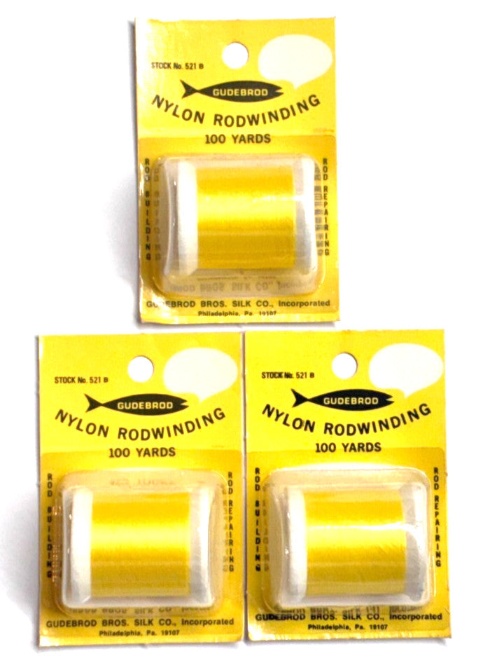 Set of 3 Yellow Nylon Thread Spools - Fine Type A for Fly Fishing