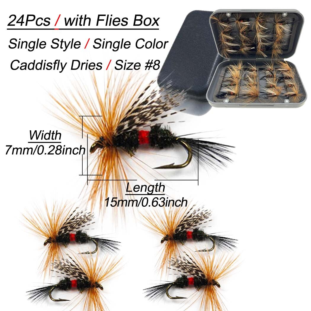 Fly Fishing Nymph Lure Set - Assorted Dry & Wet Flies for Trout & Bass