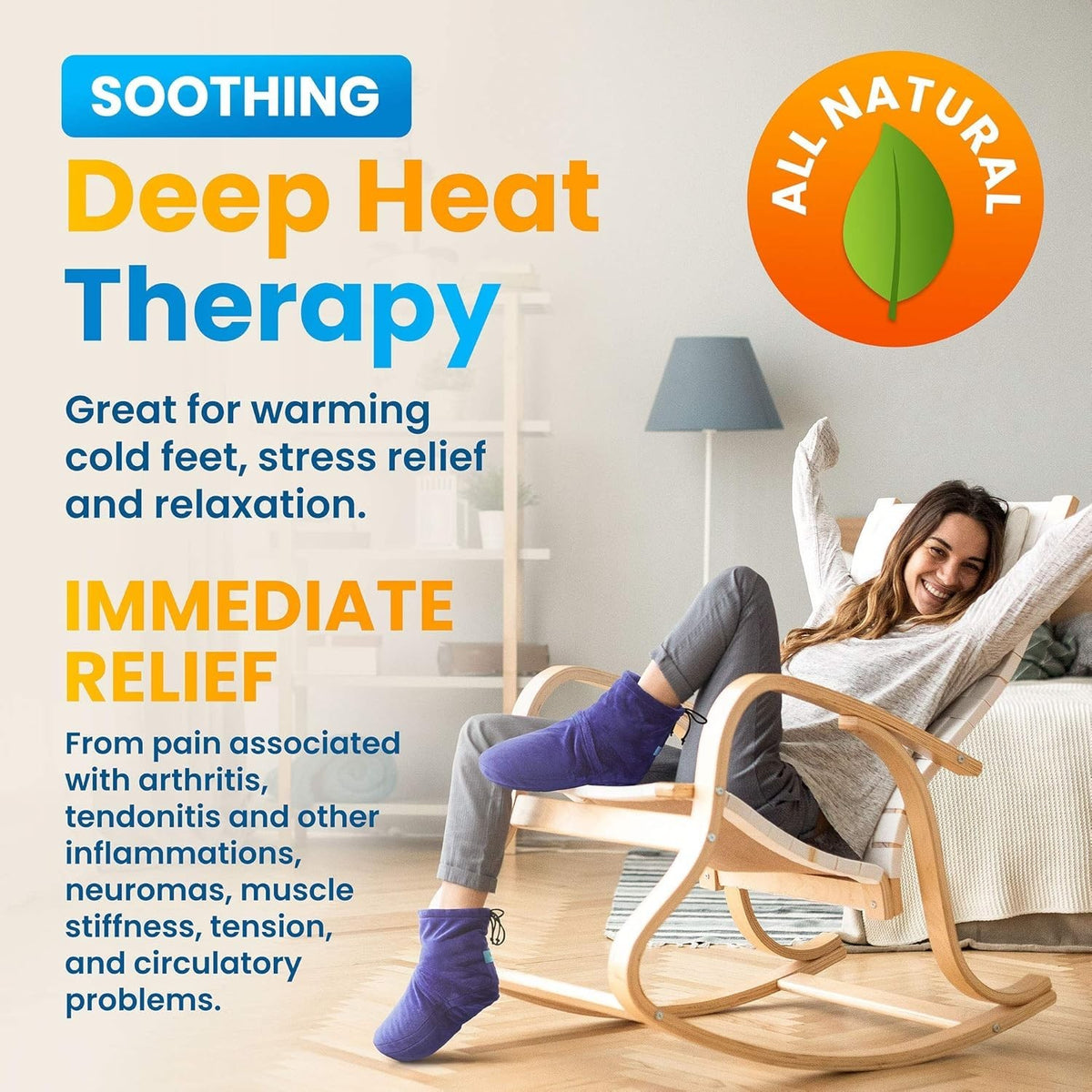 Microwaveable Foot Booties with Lavender Aromatherapy - Deep-Heating Relaxation