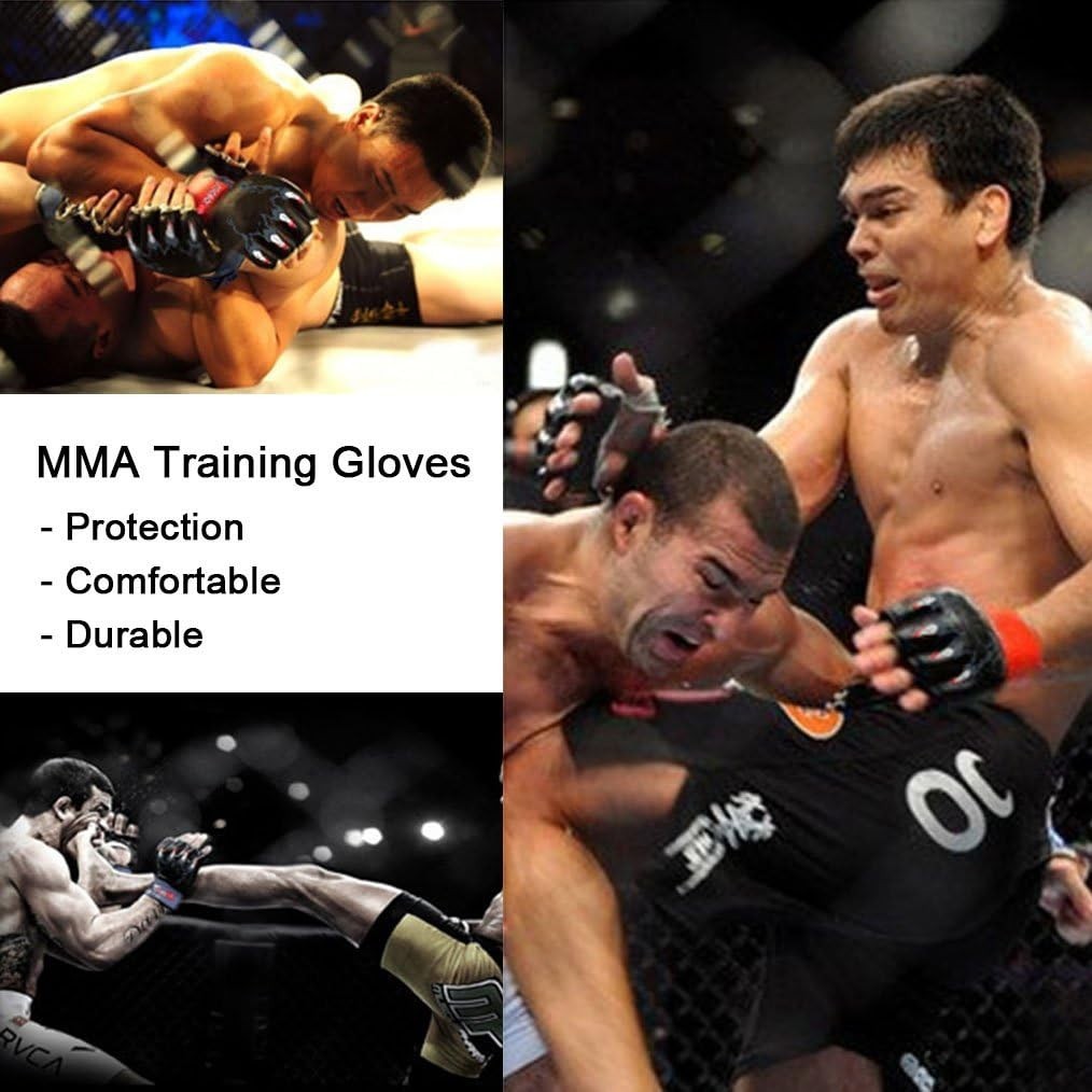 Half-Finger MMA Boxing Gloves with Adjustable Wrist Support - Breathable PU Leather