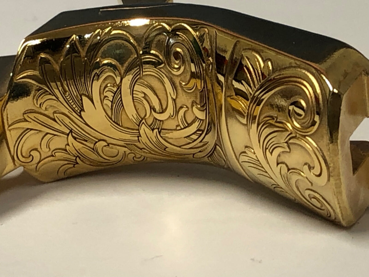 1911 GI Style Gold Plated Grip Safety with Laser Engraved Scroll Pattern