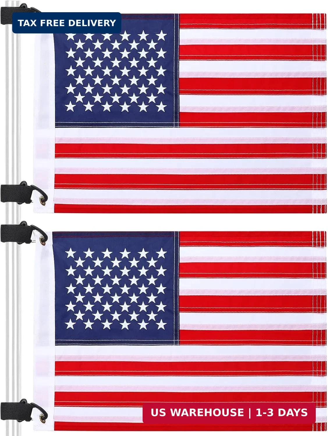 Golf Cart Flags 2 Pack - Custom American Flag with Easy Mounting & Vibrant Colors