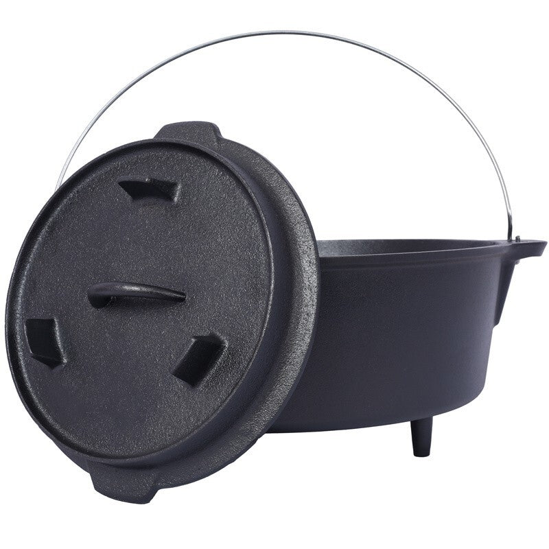Pre-Seasoned Cast Iron Dutch Oven with Skillet Lid - 6 Quart Camping Cookware