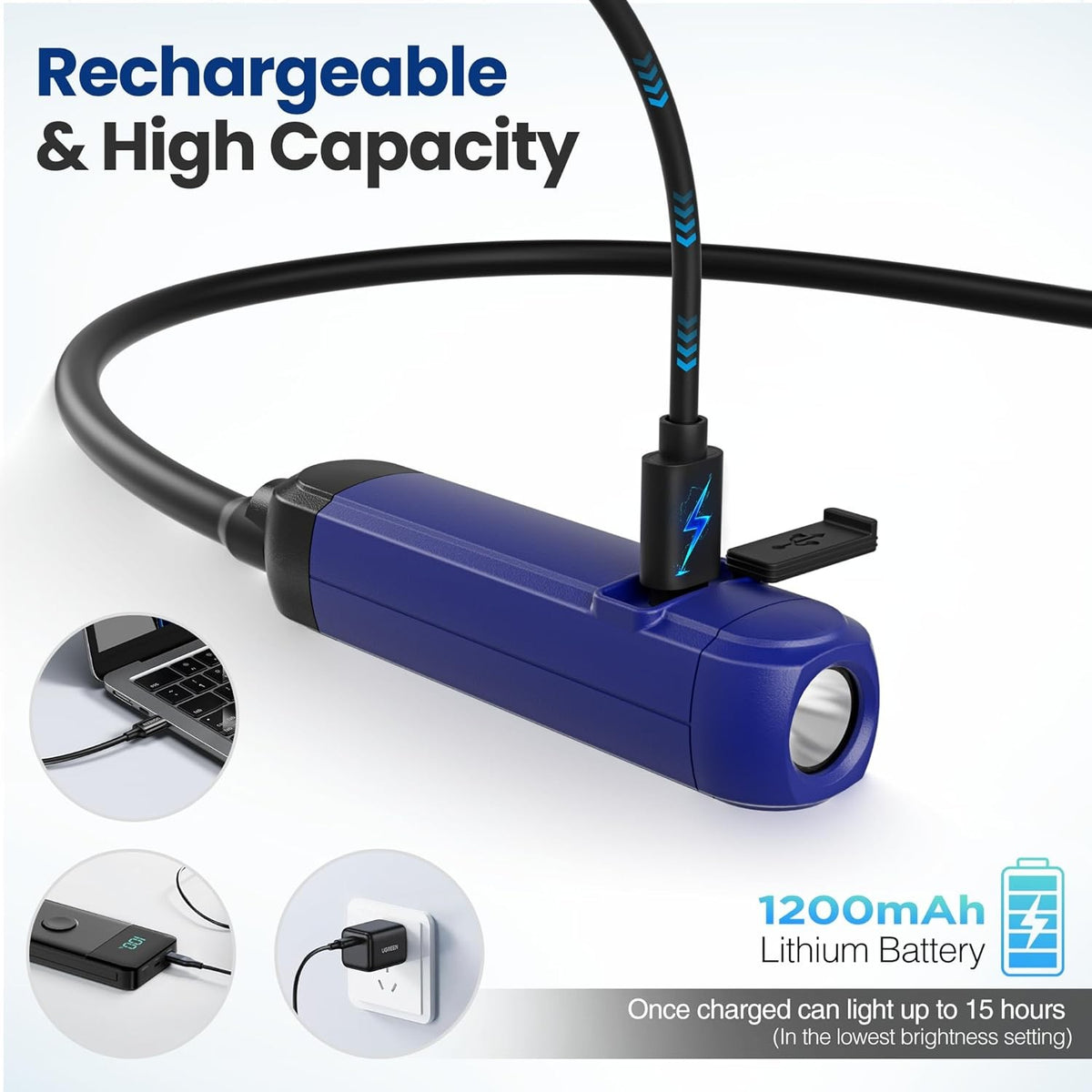 Rechargeable Neck Light with 3 Brightness Levels - Hands-Free LED Headlamp