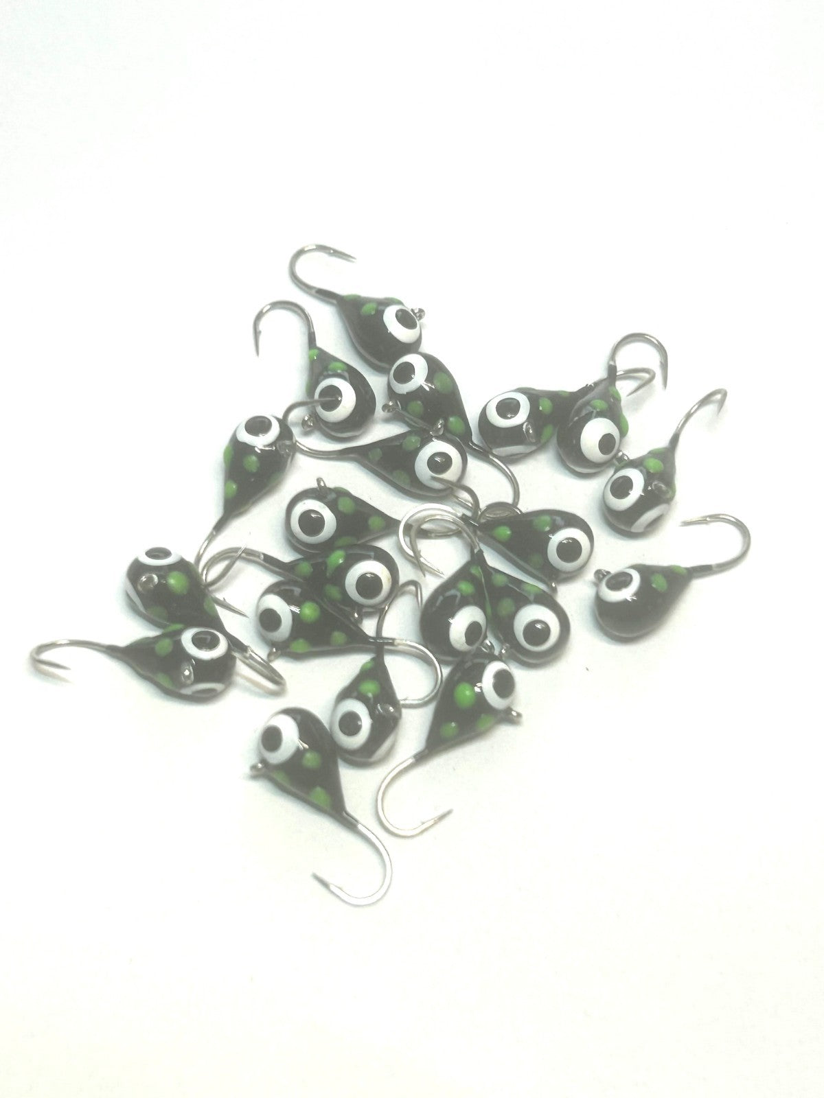 20-Pack Black UV Glow Ice Fishing Jigs - Tungsten Crappie Walleye Perch