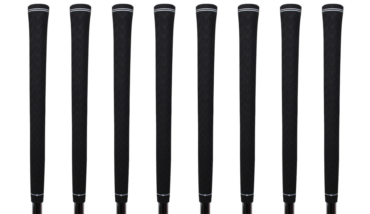 Golf Club Grip Kit - 8 Midsize Tour Pro Black Grips with Tape & Tools