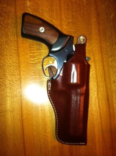 Leather Gun Holster for Ruger GP100 Security Six Taurus Rossi & S&W 4-Inch Barrel