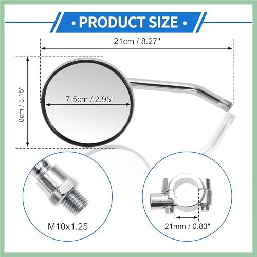 Universal Motorcycle Rear View Mirrors Handlebar Set Adjustable Iron Chrome