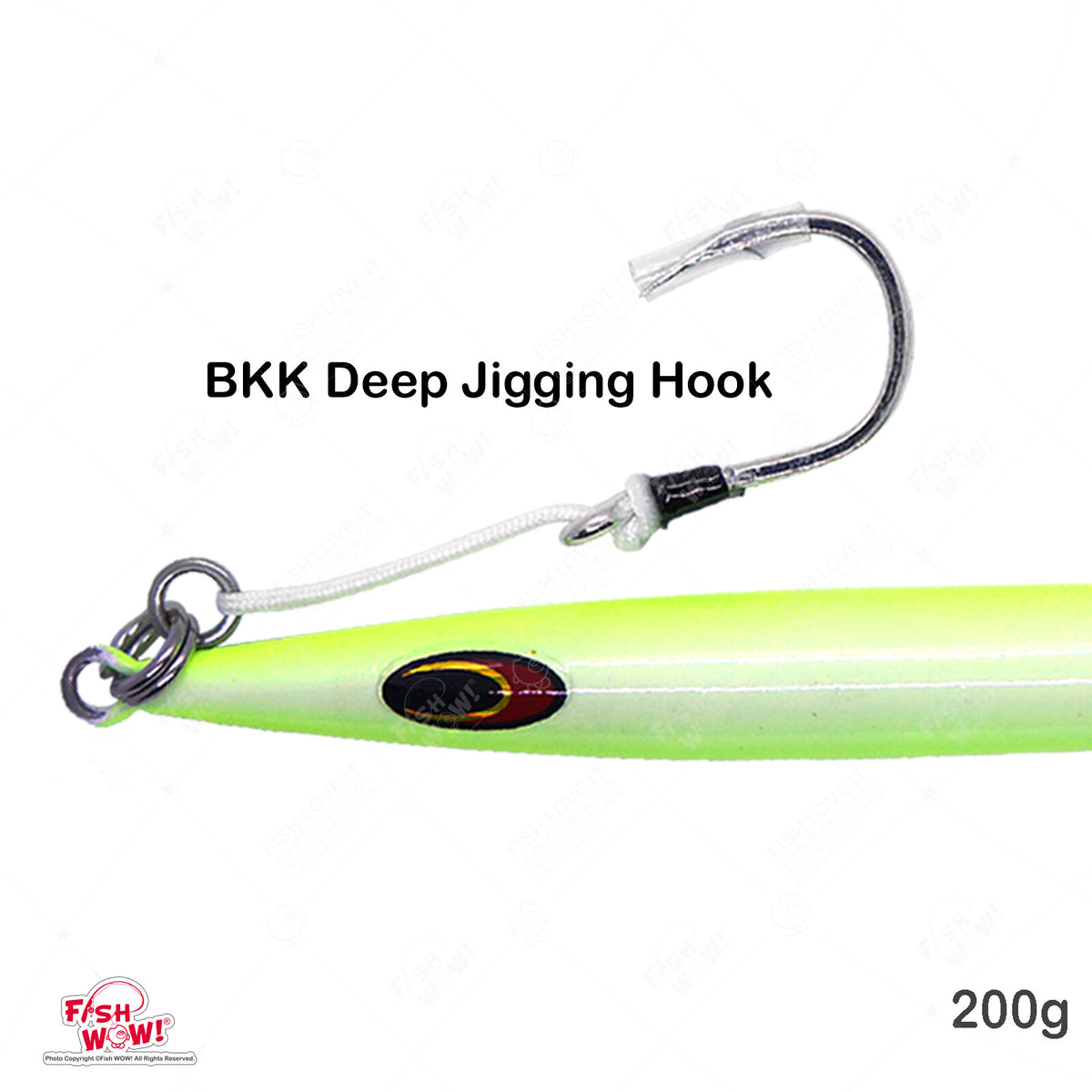 200g Glow Fast Sinking Jig with BKK Hook for Deep Water Fishing - 3 Pack