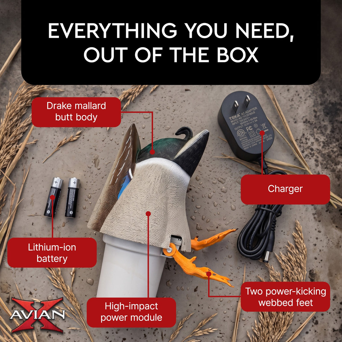 Realistic Mallard Duck Decoy with Motion Kicking Feet for Waterfowl Hunting