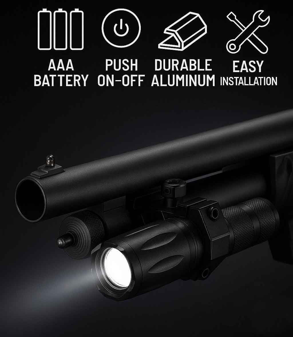1000 Lumen Tactical Flashlight for Maverick 88 12 Gauge with Mount - Zoomable LED Light