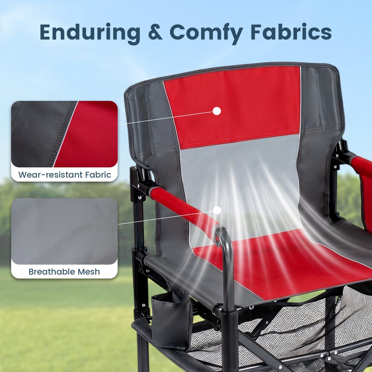 Heavy Duty Outdoor Camping Chair with Cup Holder & Side Pocket