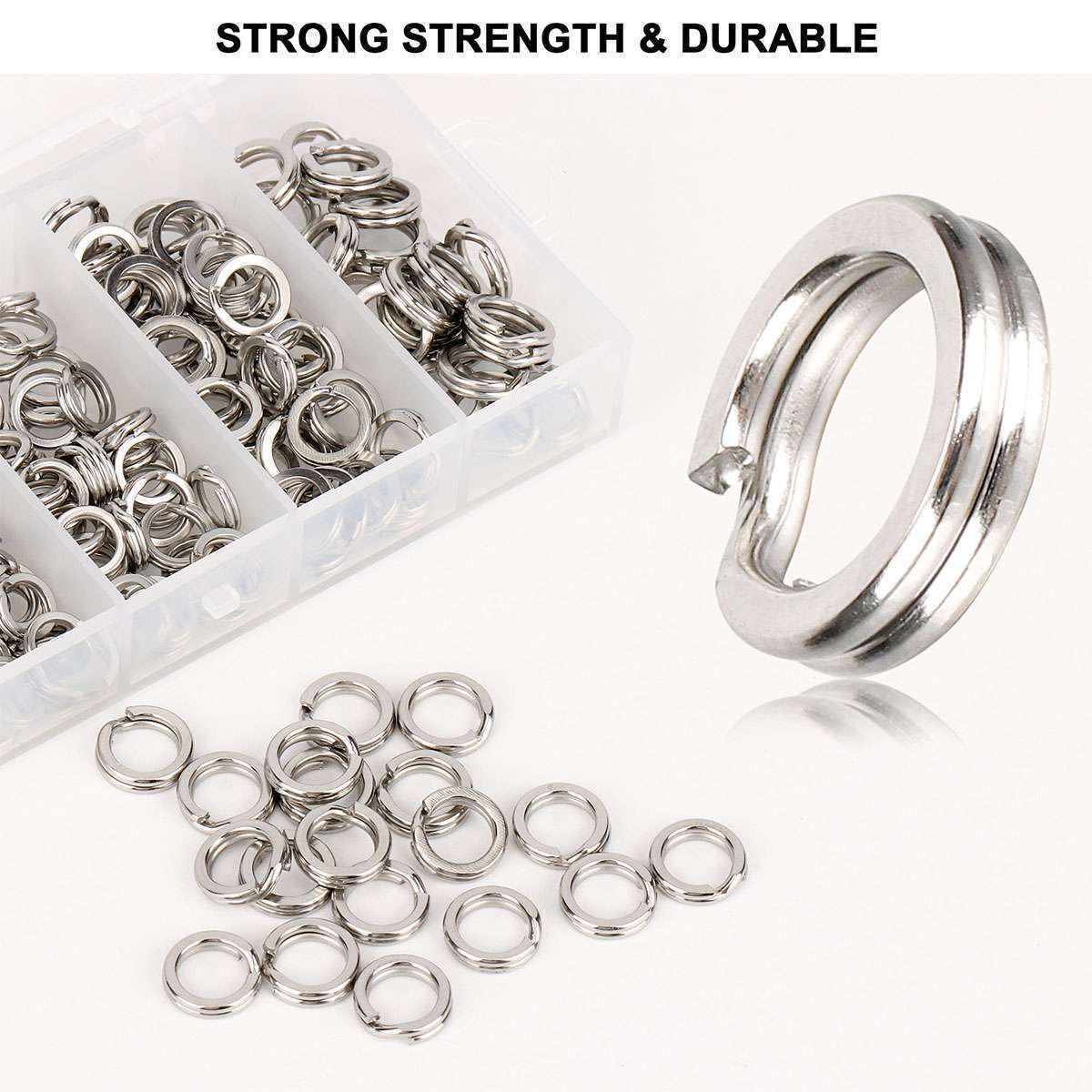 200pcs Stainless Steel Fishing Split Rings Set with Pliers - Multiple Sizes