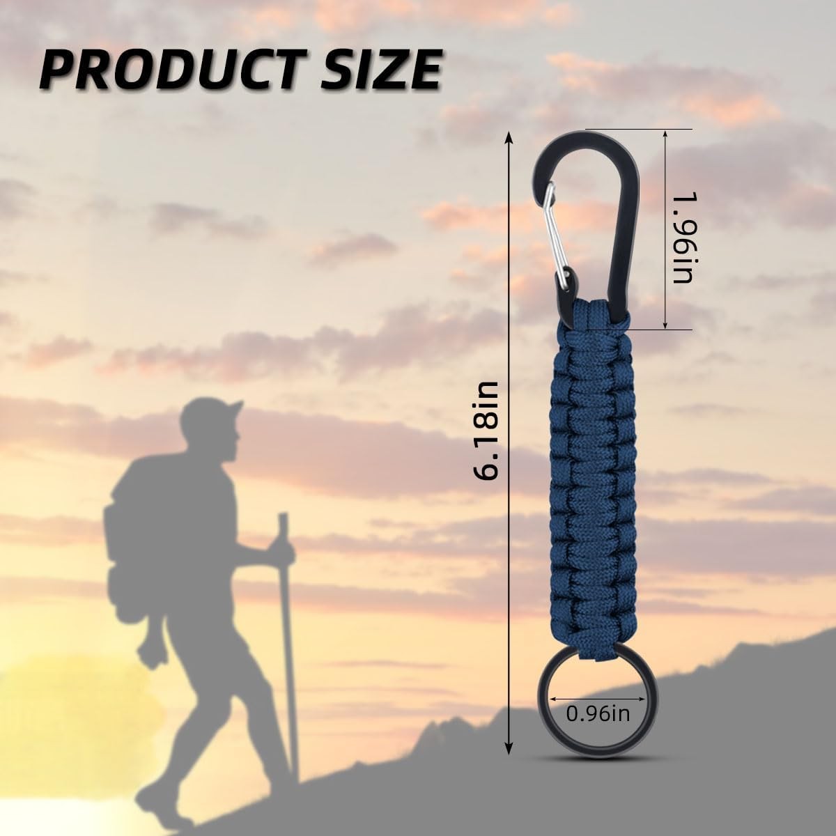6 Pack Paracord Keychains with Carabiners Durable Braided Lanyards