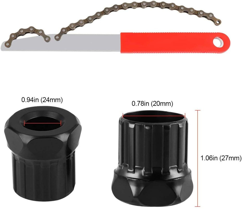 Bike Cassette Removal Tools Kit - 3-Piece Bicycle Chain Whip Set
