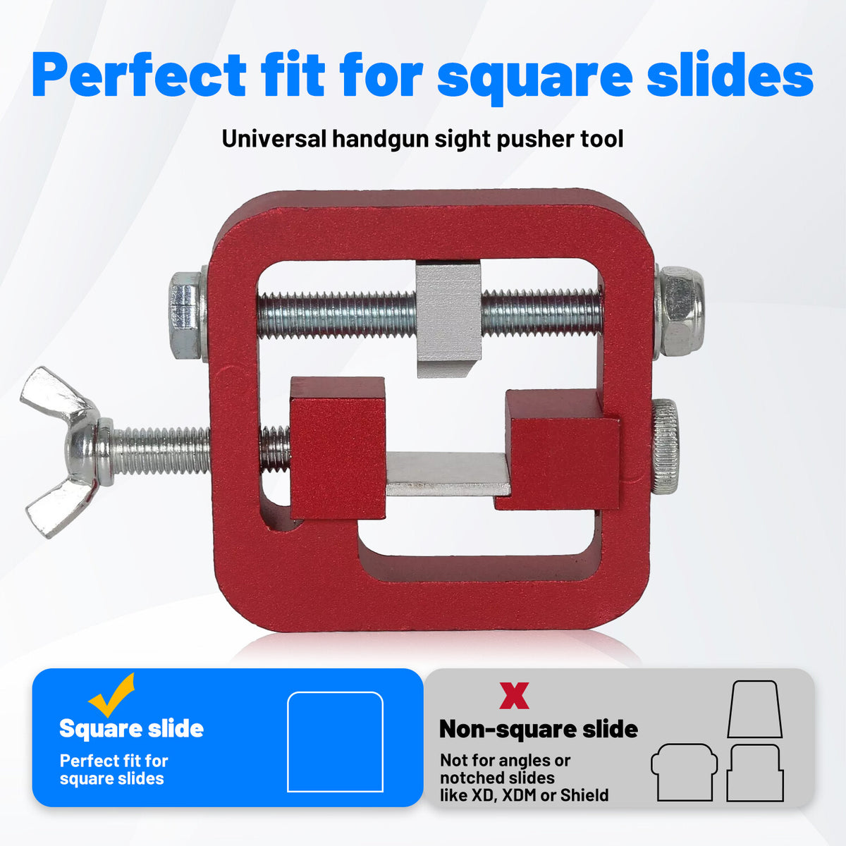 Universal CNC Machined Aluminum Handgun Sight Pusher Tool for Dovetail Adjustment