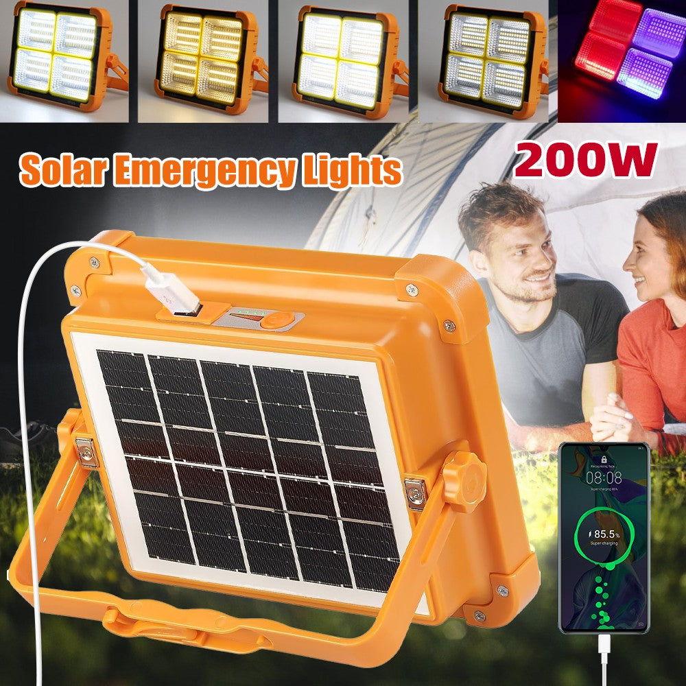 Rechargeable LED Camping Flood Light with Solar & USB Power Bank