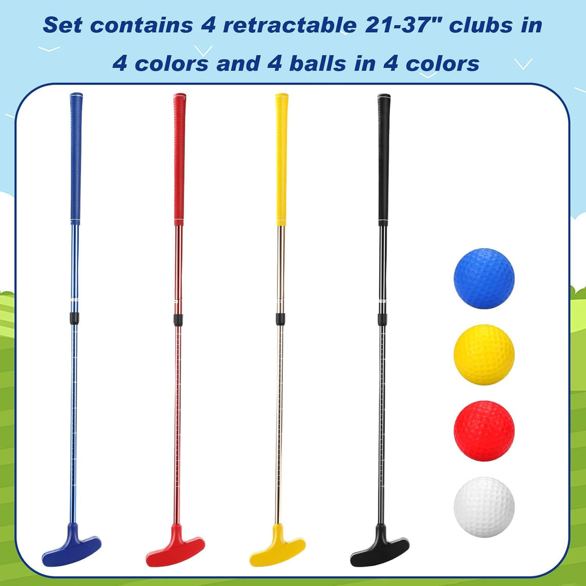 Golf Putter Set with 4 Balls - Two-Way Mini Golf Clubs for Men & Women