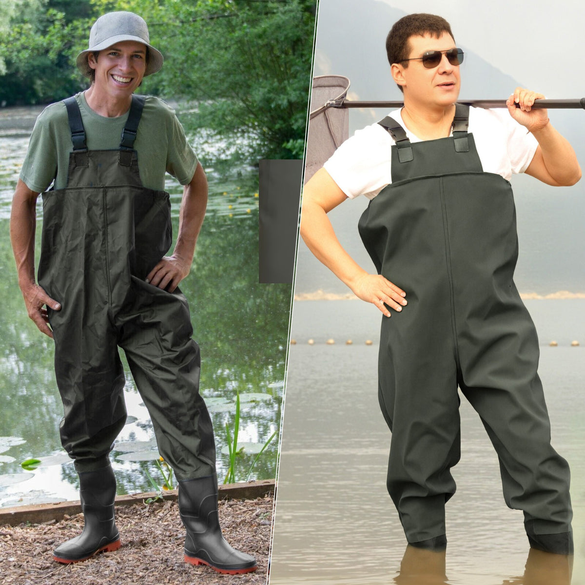 Waterproof Fishing Waders with Boots Men & Women 2-Ply Nylon PVC Chest Gear
