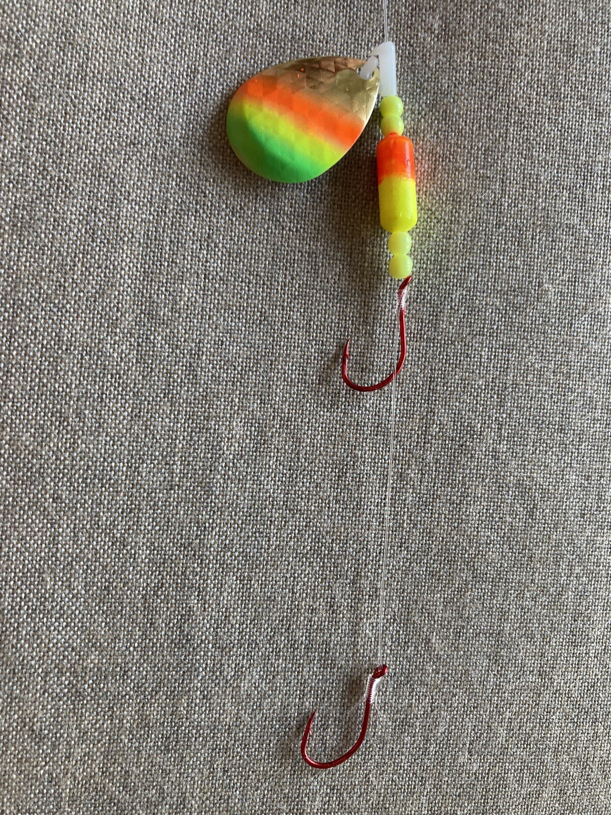 Walleye Spinner and Worm Harness Set - Double Hook, UV Coated Blades
