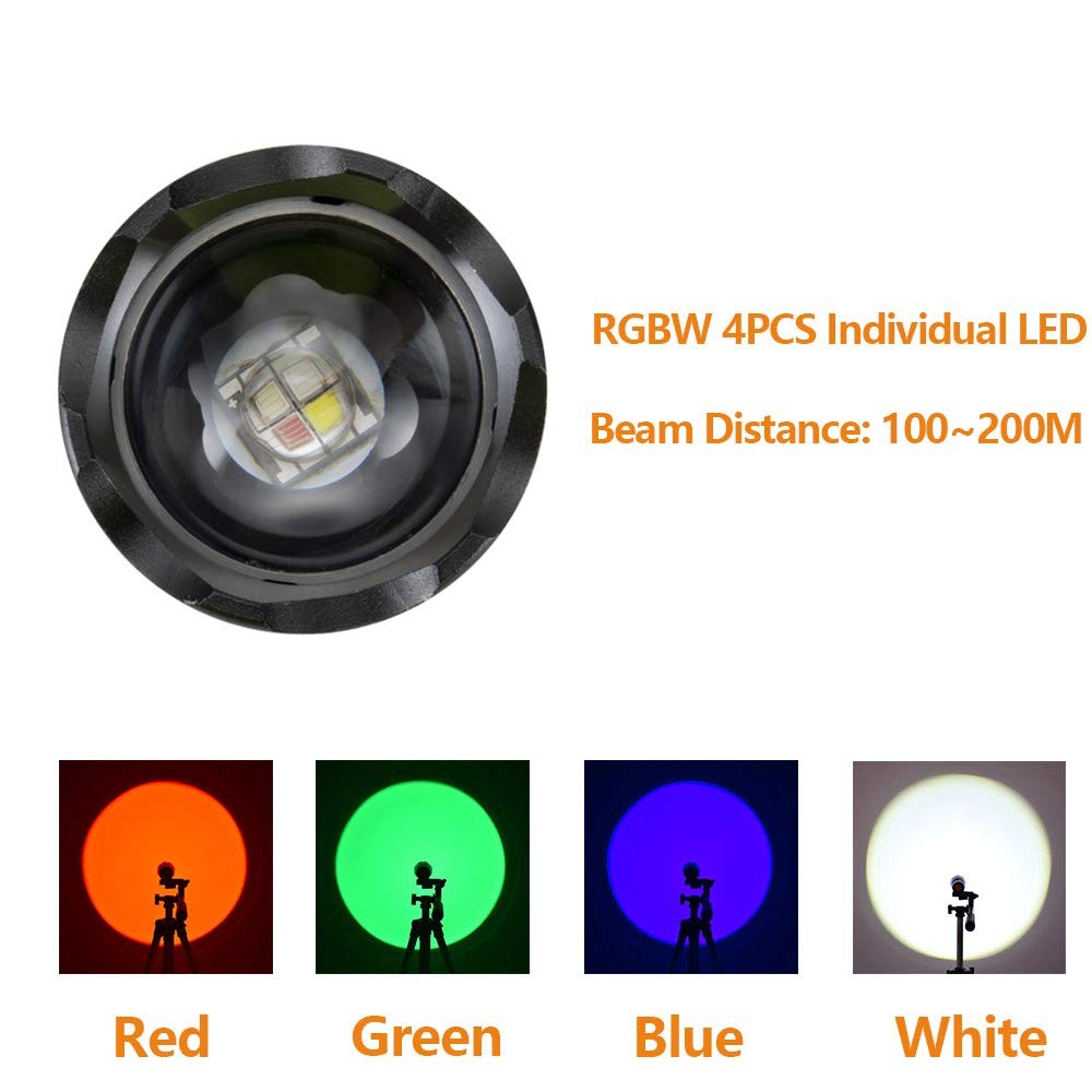 Multicolor Rechargeable LED Tactical Flashlight Waterproof with Focus