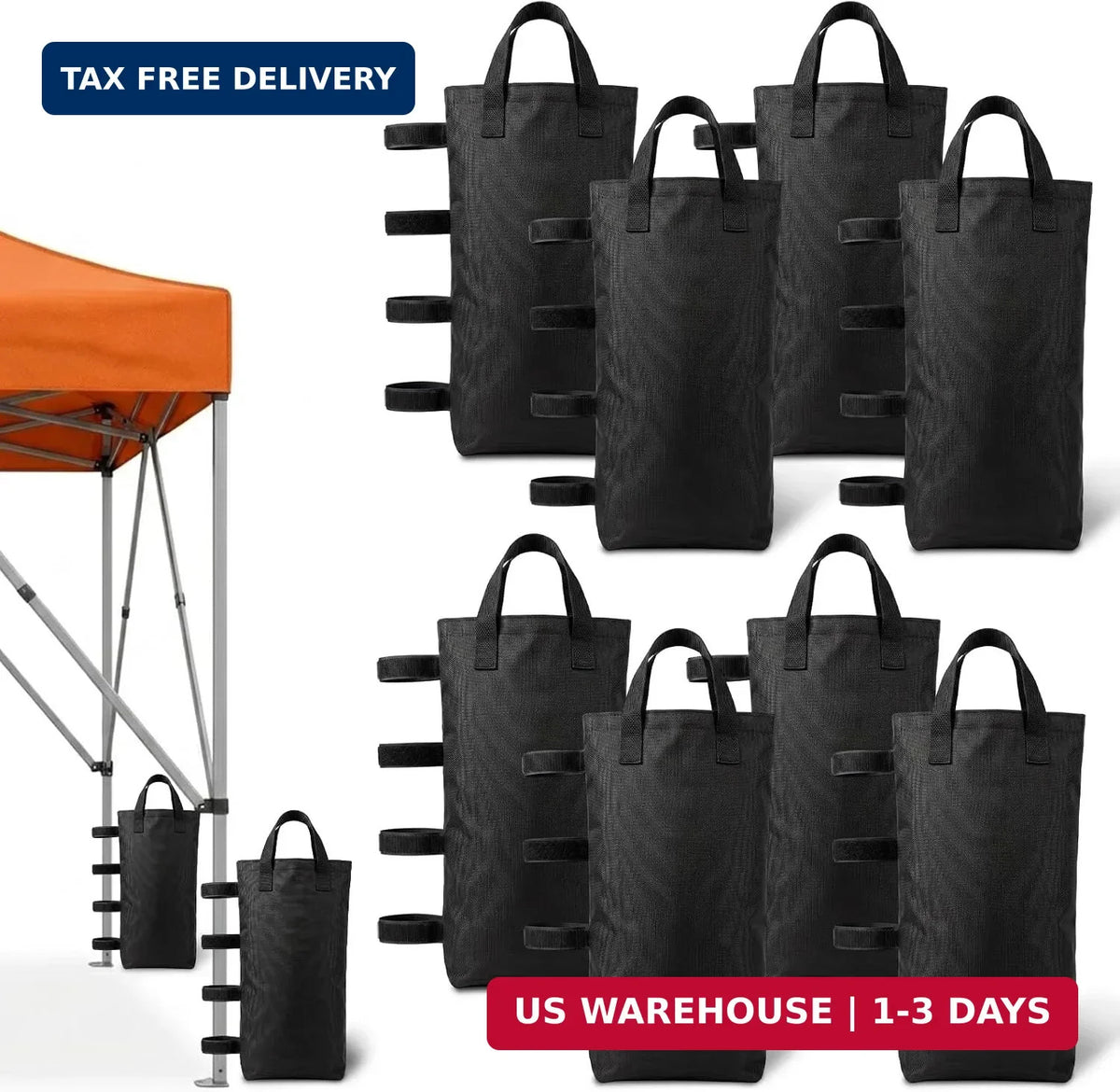 Heavy Duty Canopy Sand Bags - 8 Pack, 240LB Wind Stabilizer Weights