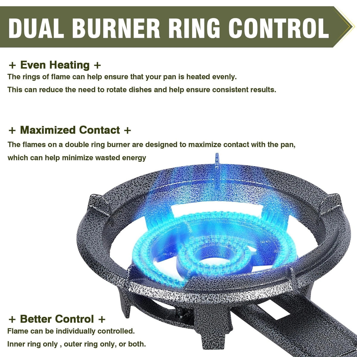 Portable 13-Inch Propane Wok Stove 90,000 BTU Cast Iron Outdoor Cooker